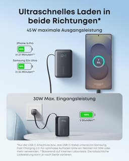 Anker - Nano powerbank avec câble intégré, 45W, 10000mAh, USB-C, noir – Bild 2