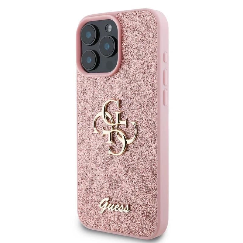 iPhone 16 Pro Max - Custodia Guess Glitter Metal Logo Rosa GUHCP16XHG4SGP – 4