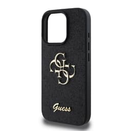 iPhone 16 Pro Max - Guess PU Fixed Glitter 4G Metal Logo Back Case (GUHCP16XHG4SGK), Black – Bild 4