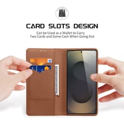 Samsung Galaxy S25 Edge- DUX Hivo Series Etui à rabat, marron, similicuir – Bild 2