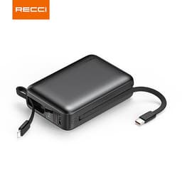 Recci - RPB-P63 20000mAh Powerbank, mit 22.5W integriertem USB Type-C Kabel, silber – Bild 3