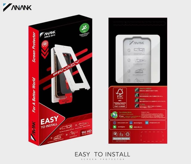 ANANK - 2.5D Privacy armored glass 26° angle, 180° protection - with installation aid for iPhone 16