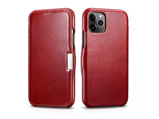 iPhone 11 Pro - iCarer Vintage Series (Side-open) étui à rabat en cuir véritable, rouge