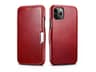 iPhone 11 Pro - Custodia Flip in vera pelle iCarer Serie Vintage (apertura laterale), rosso