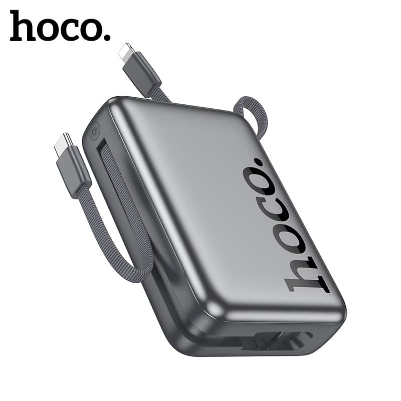 Hoco Q39 Powerbank 20000mAh, nero - powerbank ad alte prestazioni per smartphone e tablet con cavo USB-C e lightning