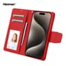 Apple iPhone 16 - Hanman Mill Flip Case mit 3 Kartenfächern, rot