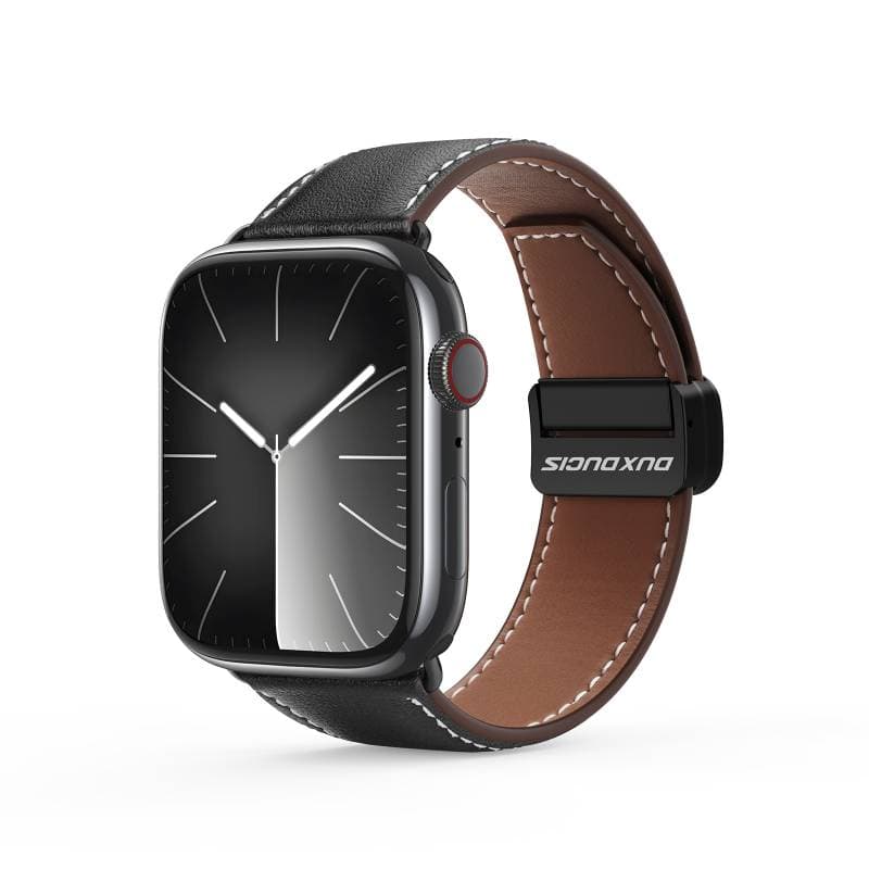 Apple Watch - DUX Gadget Series Armband aus echtem Leder (42MM-49MM), YA Version, Schwarz