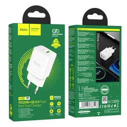 Hoco N28 PD20W + QC3.0 Dual USB-C & USB-A, Blanc – Bild 2
