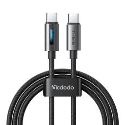McDodo -USB-C auf USB-C Ladekabel mit Ladelämpchen, 1.2m, 100W, Schwarz – Bild 1