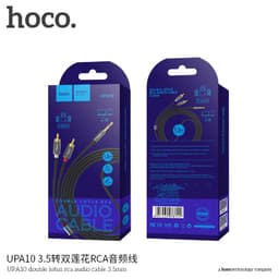Hoco - Double Lotus Rca Audio Cable 3.5MM 1.5M (UPA10), Schwarz – Bild 3