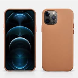 iPhone 12/12 Pro - iCarer Echtleder Backcase hellbraun (RIX1206-BN) – Bild 1