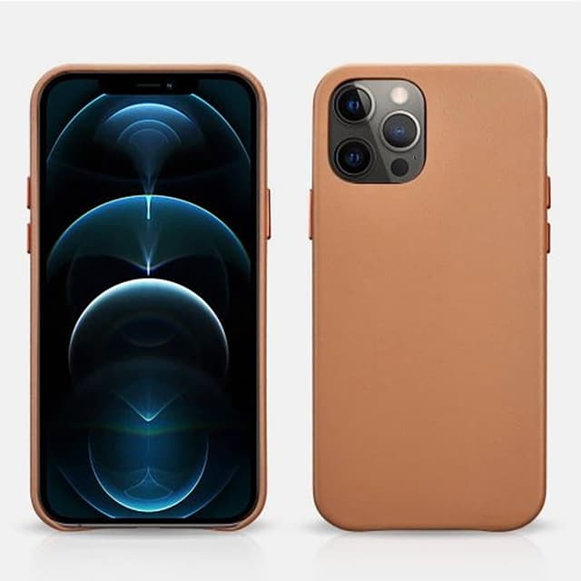 iPhone 12/12 Pro - iCarer Echtleder Backcase hellbraun (RIX1206-BN)