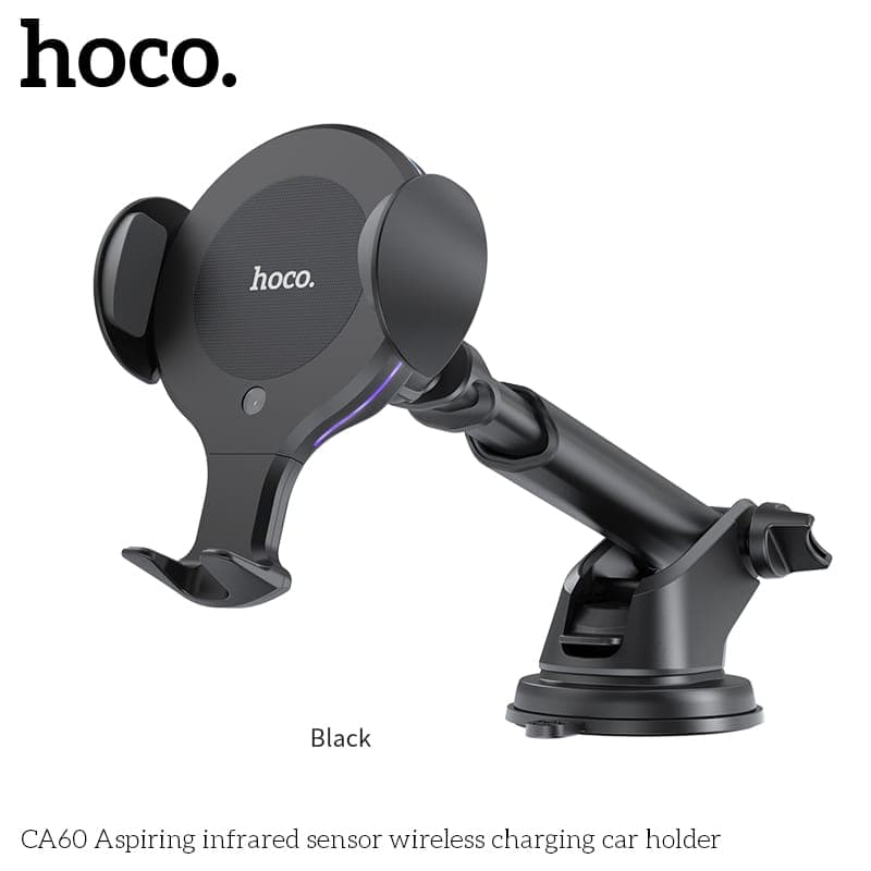 Hoco CA60 Aspiring supporto di ricarica wireless per auto con sensore a infrarossi, nero