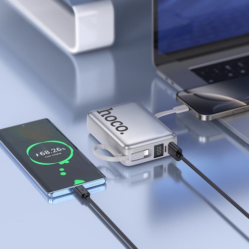 Hoco Q39 Eminente 22,5W + PD20W Powerbank con cavo, 20000mAh, grigio scuro – 4
