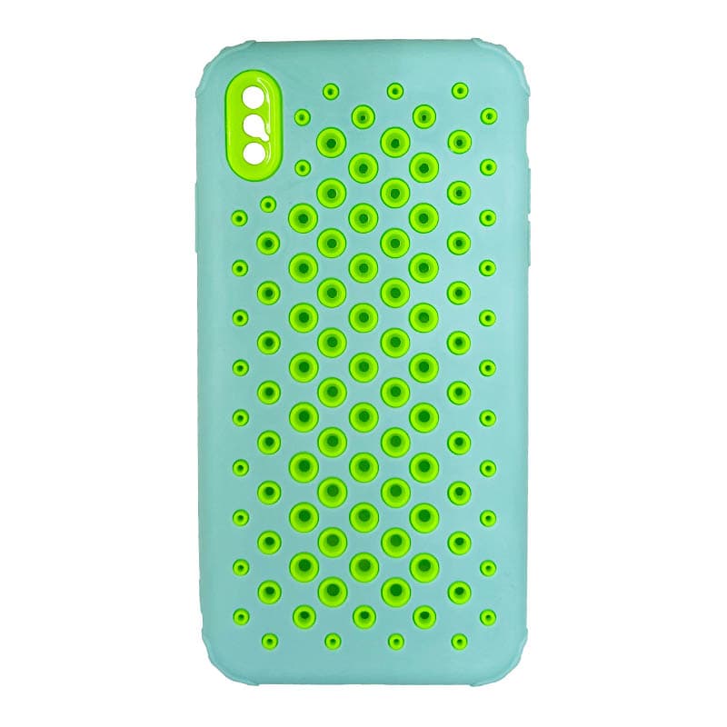 iPhone XS Max - Custodia protettiva con paraurti traforato, turchese