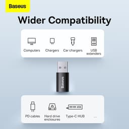 Baseus - Ingenuity Series - Mini OTG Adapter USB 3.1 to Type-C, Black (ZJJQ000101) – Bild 7