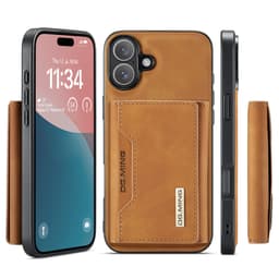 iPhone 13 Mini - Custodia posteriore DC.MING, look pelle, slot per carte e chiusura magnetica, cover protettiva, marrone cammello – Bild 1