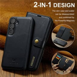 Samsung Galaxy S25 FE - DG.MING Flip Case, 3 compartiments pour cartes, fermeture magnétique, aspect cuir, noir – Bild 3
