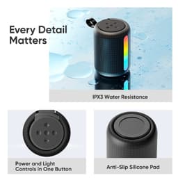 Rock - S56 Hi-Fi Fabric Mesh Portable Bluetooth LED Speaker, Speaker, Black – Bild 2