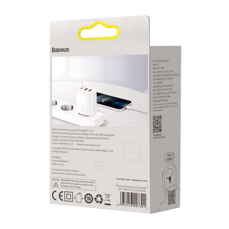Baseus - Compact - Schnellladegerät 2U+C, 30W EU, Weiss (CCXJ-E02) – 3