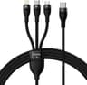 Baseus Flash Series Ⅱ One-for-three Fast Charging Cable USB to M+L+C 100W 1.5m noir (CASS030001)