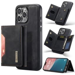 iPhone 16 Pro Max - Custodia posteriore DC.MING, look pelle, slot per carte e chiusura magnetica, custodia protettiva, nero – Bild 4