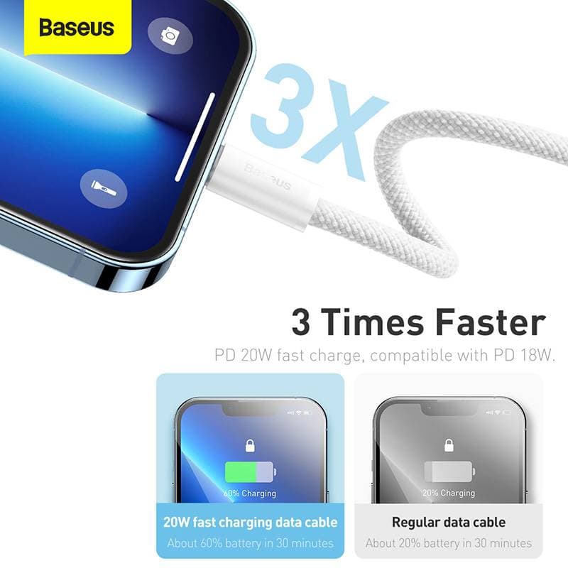 Baseus - Dynamic Serie - Câble de charge rapide Type-C vers iP, 20W 1m, Blanc (CALD000002) – 3