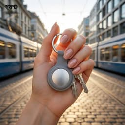 AirTag Schlüsselanhänger - RPD Silikon Case mit Metallring, Grau – Bild 3