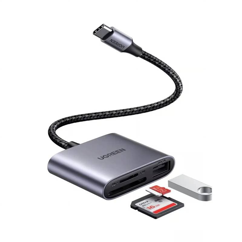 Ugreen - USB-C SD card reader 3-in-1 (CM387 / 80798), gray/black