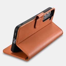 iCarer Samsung S22+ Genuine Leather Flip Book Case Red – Bild 5