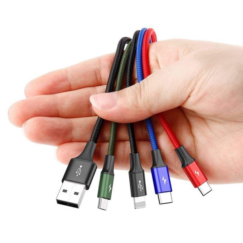 Baseus - 4-in-1 Schnellladekabel für iP+Type-C(2)+Micro, 3.5A 1.2m, Schwarz (CA1T4-B01) – 4
