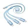 Cavo dati 3 in 1 - Serie Rock Honeycomb, Micro-USB, USB-C, Lightning, azzurro, retrattile, 110 cm