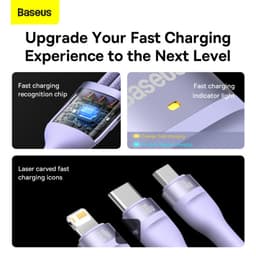Baseus Flash Series Ⅱ One-for-three Fast Charging Cable USB to M+L+C 100W 1.5m Violet (CASS030005) – Bild 5