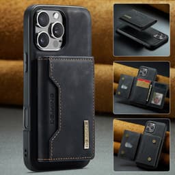 iPhone 11 Pro - DG.MING Etui, Leder-Optik, Kartenfach & Magnetverschluss, Schwarz – Bild 8