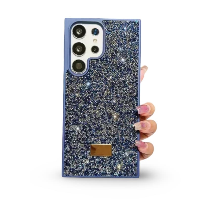 Samsung Galaxy S23 - Custodia in plastica glitterata Diamonds in blu scuro