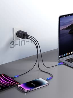 Joyroom - 65W GaN Ultra 2C1A Schnellladegerät + 100W USB-C zu USB-C Kabel (1,2m), Schwarz (EU) (TCG01) – Bild 5