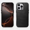 iPhone 16 Pro Max - iCarer Oil Wax Premium Echtleder mit Magsafe Etui schwarz (WMI16240704-BK)