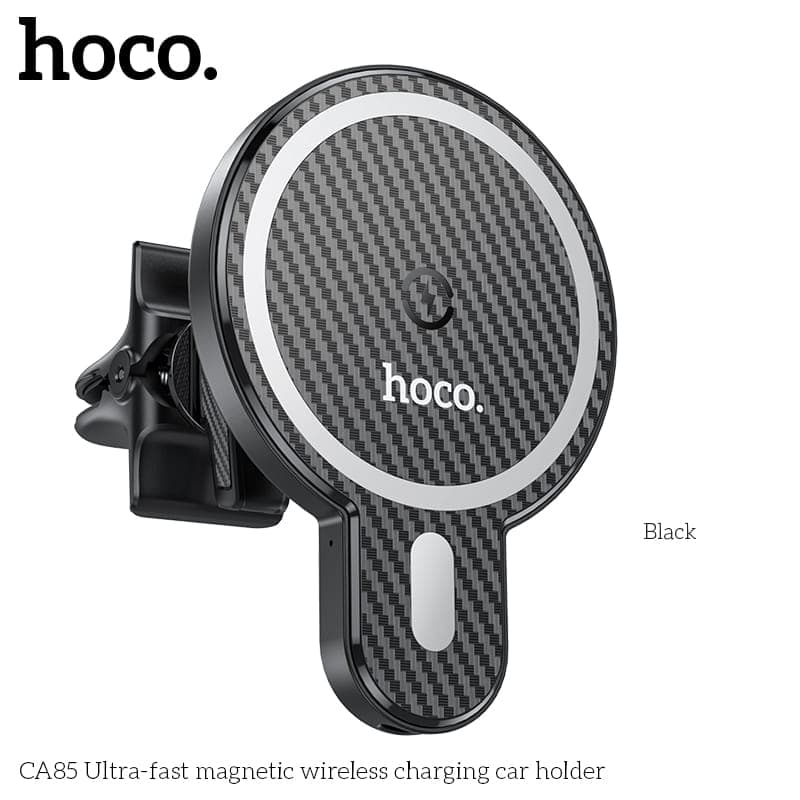 Hoco CA85 Supporto magnetico ultraveloce per la ricarica wireless dell'auto, nero