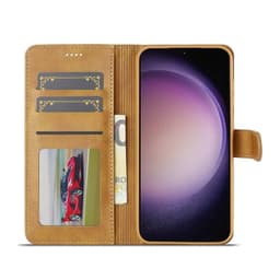 Samsung Galaxy A37 - Etui portefeuille LC.IMEEKE avec 3 emplacements pour cartes & fermeture magnétique, marron clair/orange – Bild 2