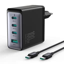 GaN Ultra JR-TCG04EU 100W 3C1A Fast Charger-Black+100W C to C Cable 1.2m-Black (EU) – Bild 1