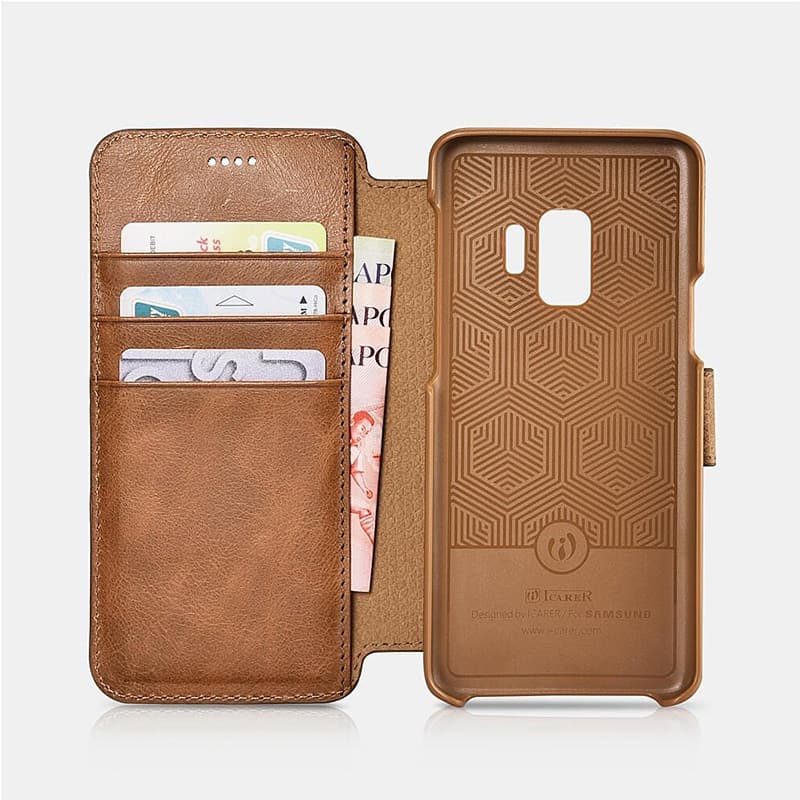 Samsung Galaxy S9 - Custodia flip staccabile iCarer 2-in-1, vera pelle, rosso – 2