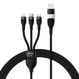 Baseus - Flash Serie Ⅱ - 2-in-1 Ladekabel U+C auf M+L+C, 100W 1.2m, Schwarz (CASS030101) – Bild 1