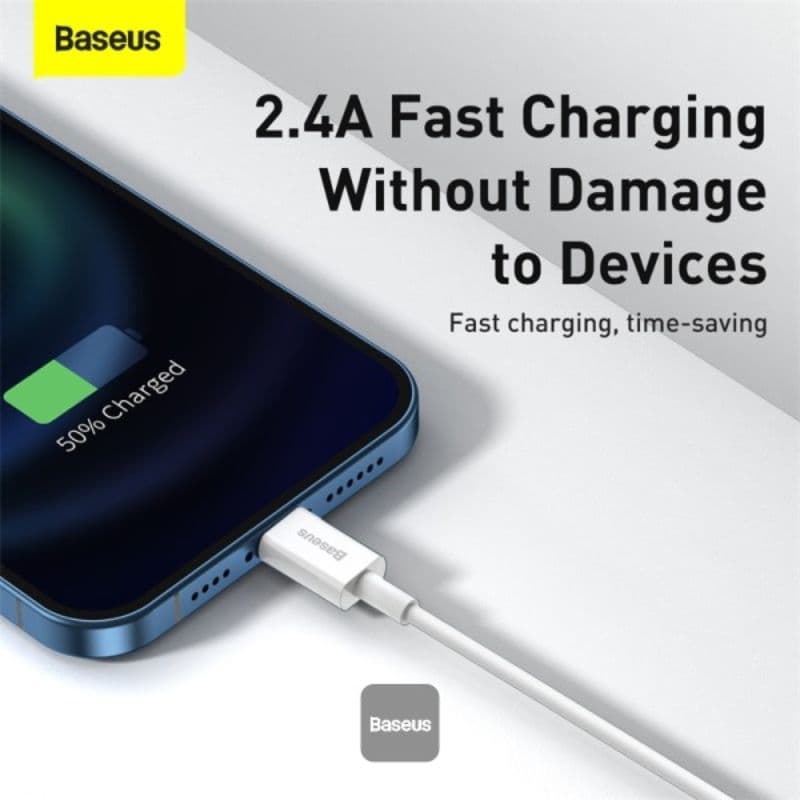 Baseus Superior Series - Câble de recharge rapide USB-A vers LIghtning, 2.4A 2m, Blanc (CALYS-C02) – 4