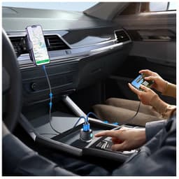 Joyroom - JR-CCN01 60W 1A+1C Multi-Color Car Charger with Light Button-Black – Bild 3