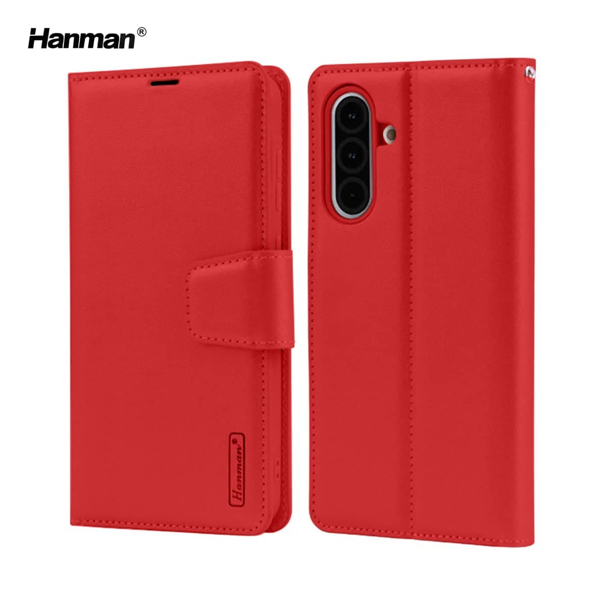 Samsung Galaxy A17 (2025) - Custodia Hanman Mill con 3 scomparti per carte, rosso