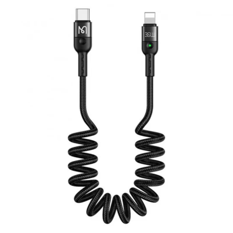 McDodo - Lightning to USB-C, Câble enroulé, 1.8m, Noir – 2