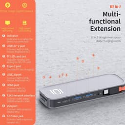 ROCK Hub 10-en-1 USB-C - HDMI, VGA, RJ45, 3×USB 3.0, lecteur de cartes, gris – Bild 8