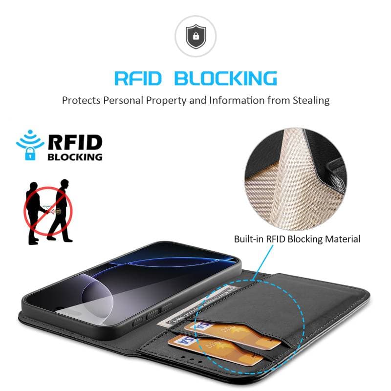 Apple iPhone 16 Pro Max - Custodia Flip DUX Hivo Series, nera, in ecopelle – 3