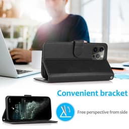 iPhone 17 Pro - Custodia flip magnetica 2in1 con slot per carte e cinturino da polso, nero – Bild 2