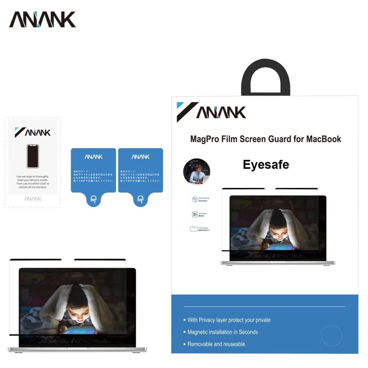 ANANK 2.5D Transparentes Anti-Blue-Light - Anti-Blaulicht Displayschutz MacBook Pro 14″ M1/M2/M3/M4 – 4